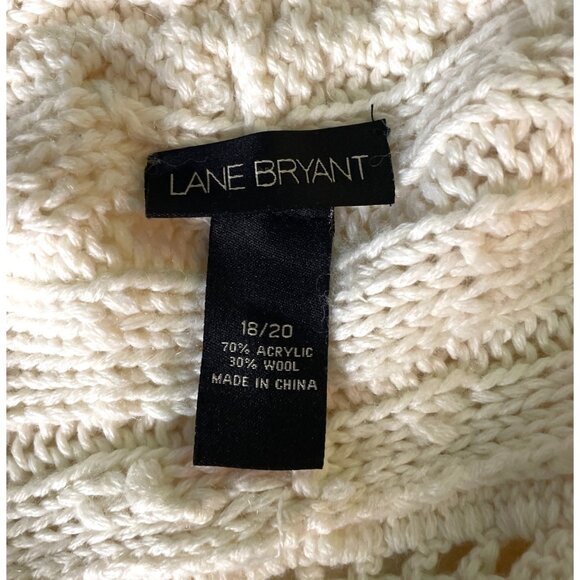 Lane Bryant Women's Ivory Cable Knit Cardigan Sweater Size 18/20 Wool Blend - Picture 3 of 6